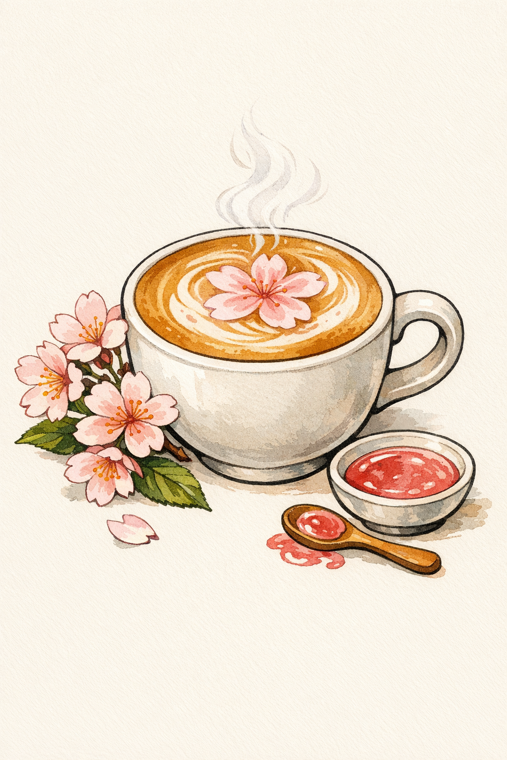 Sakura Latte drink illustration